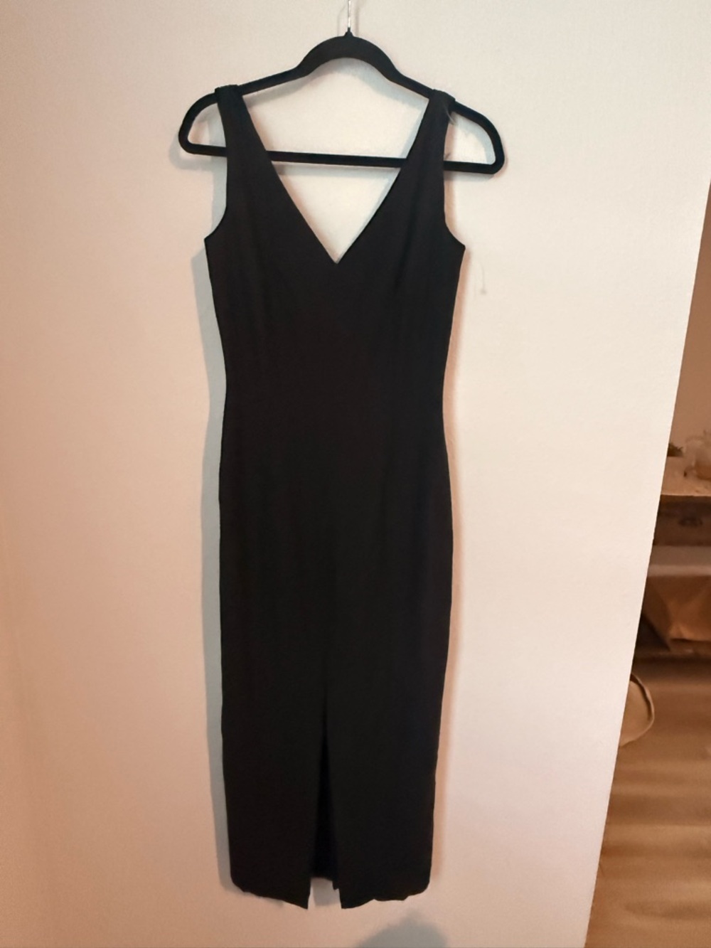 90’s Vintage Silk  Black V-Neck Sleeveless Midi Dress